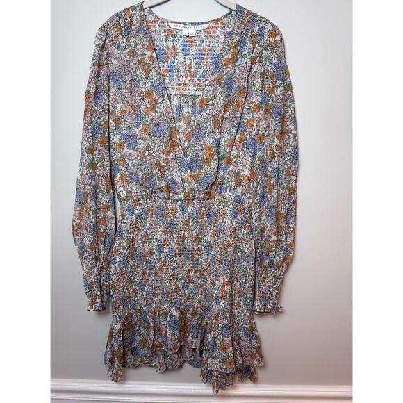 Veronica Beard Mini Dress Women Multi Saera Floral Silk Smocked Size 4 NWT $648 - Picture 2 of 12